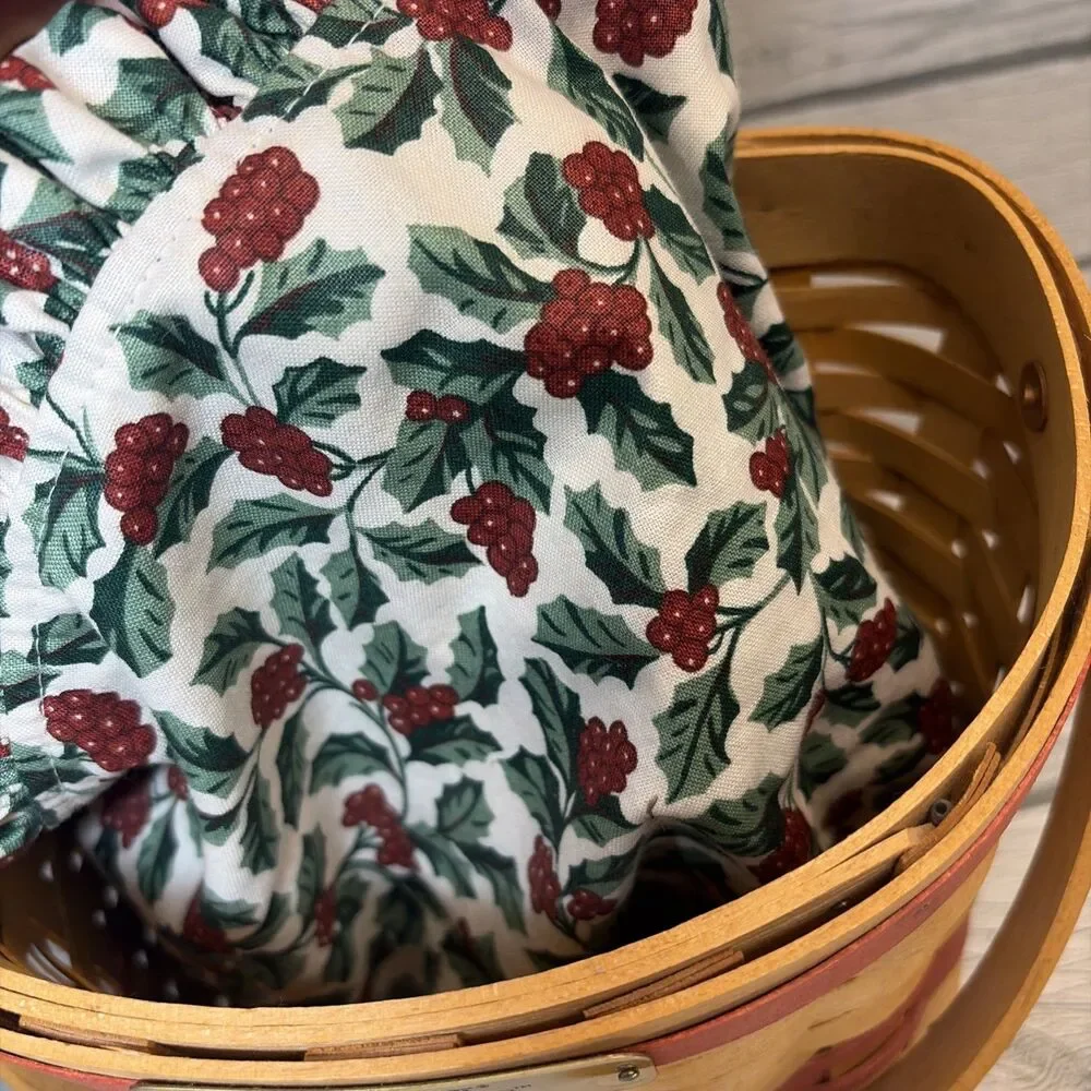 1998 Longaberger Red Glad Tidings Basket w Liner & Protector